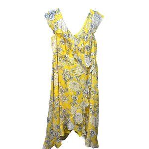 New Womens Suite 7 Dress Sz 16W Yellow/Navy High Low Dress